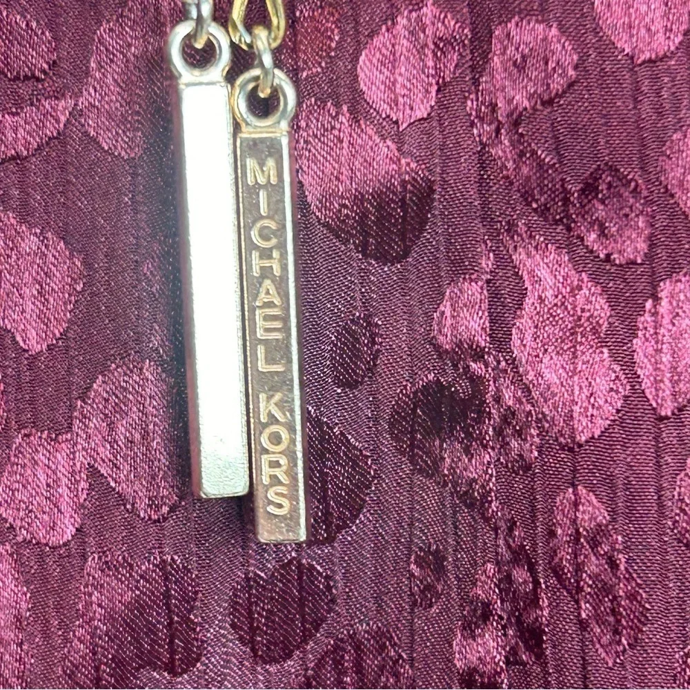 Michael Michael Kors red burgundy leopard cheetah print gold tone chain blouse - Picture 6 of 11